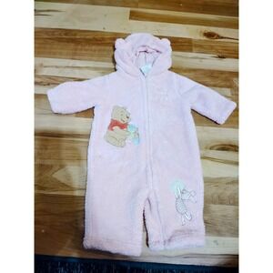 Vintage 90s Y2K Winnie The Pooh Piglet Fleece Outfit Hooded Ears Girls 0-3 Month